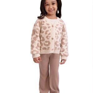 DKNY Girl’s Leopard Print Cardigan and Pants Set